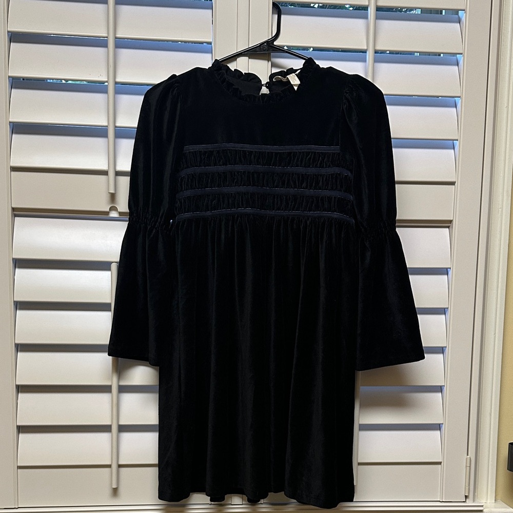 Matilda Jane Black Velvet Girls Ruffled And Smocked Dress Size 12